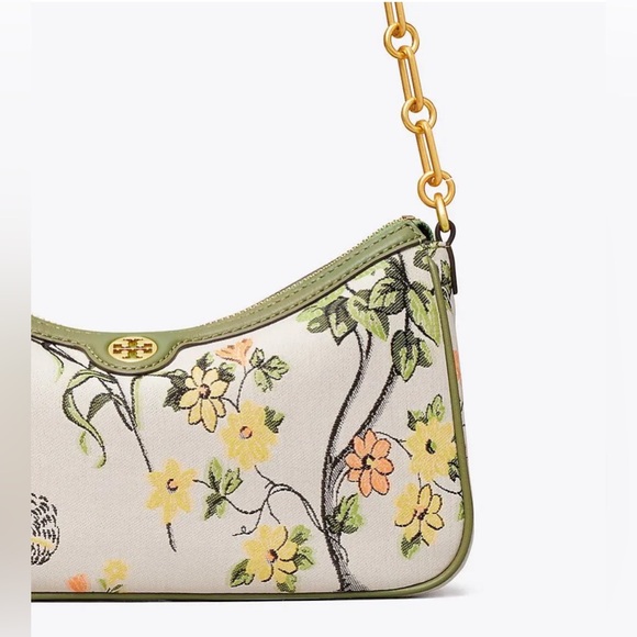 NWT- TORY BURCH T-MONOGRAM BROCADE STUDIO CONVERTIBLE BAG - Picture 5 of 11